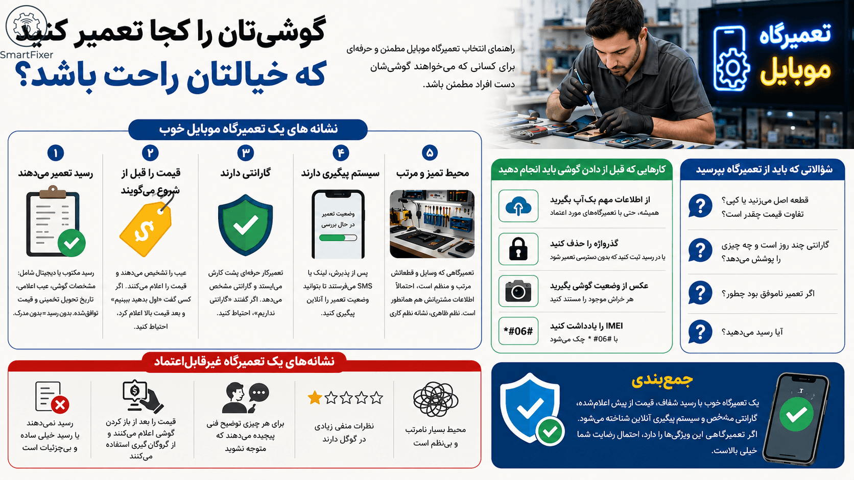 تعمیرگاه موبایل چیست و چطور انتخاب کنیم؟ — راهنمای مشتریان